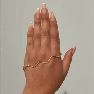 Gold Wave Hand Bracelet - Minimalist Gold Hand Chain